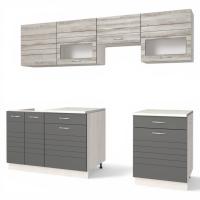 Кухонный гарнитур РУМБА №5/1 Анкор светлый ЯСЕНЬ / ГРАФИТ 