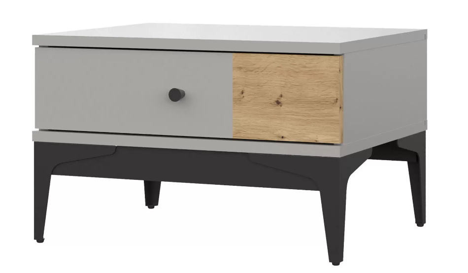 НОРДИК тумба прикроватная Холодный серый/Дуб Артизан