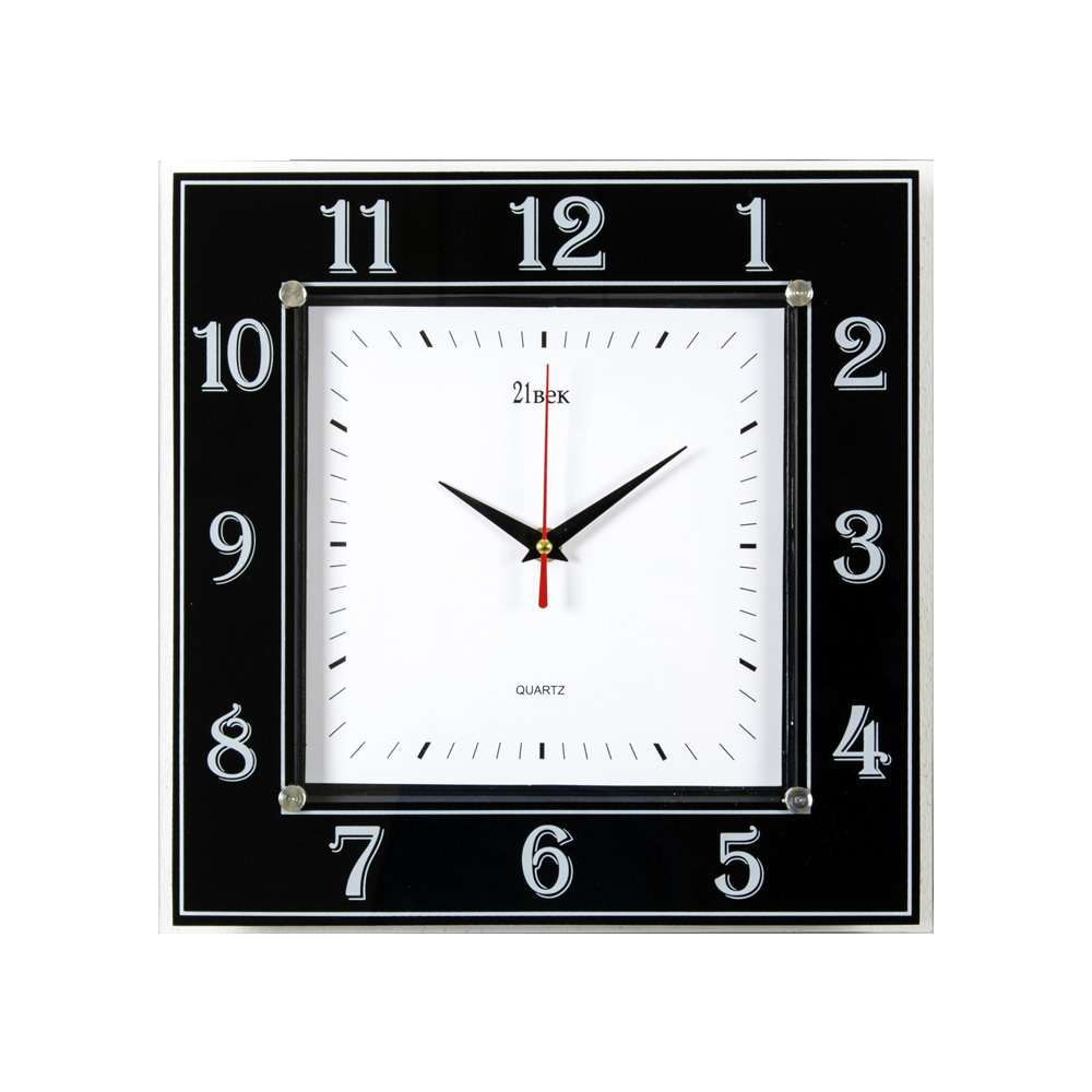 Часы настенные квадрат 31х31см, корпус черный "Классика