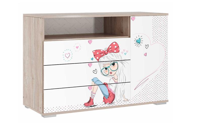 Комод Алина Дуб Мария/белый