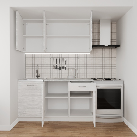 Кухонный гарнитур №2/1 белый / БЕЛЫЙ СТРАЙП