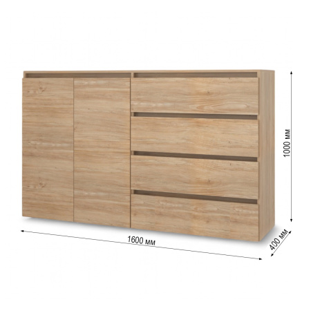 ВЕНСЕН Комод 4 ящика 2двери / Сонома