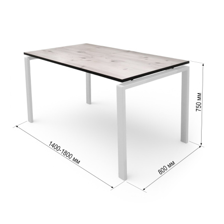 Стол Ареа,1400(+400)*800, металл БЕЛЫЙ+пластик (Бискайская сосна) B2