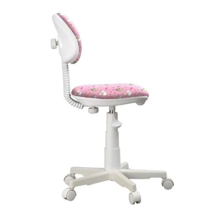 Кресло Логика (пластик WH,Ткань,KiD'S, №21(единорожки),О, PL 540, б/подл, ролик белый)