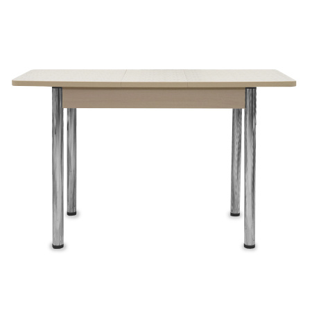 Стол Айсберг-мини PL 960(1260)*600, ЛДСП Дуб мол., пластик Бежевые цветы/нога ПРЯМ хром 4