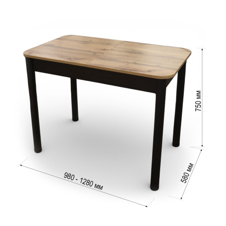 Стол Беседа РАСКЛ 980(+300) (Дуб вотан) B1, Опоры коричневые+(Бодега темный)
