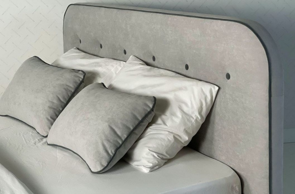 Кровать с основанием Лео 90х200 см галька/графит/велюр