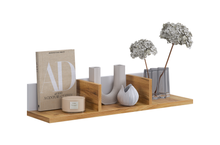 Полка навесная 2 Хюгге белое дерево/дуб крафт золотой