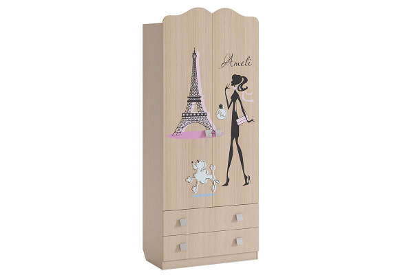 Шкаф 2-ств.с ящ. для детской Амели