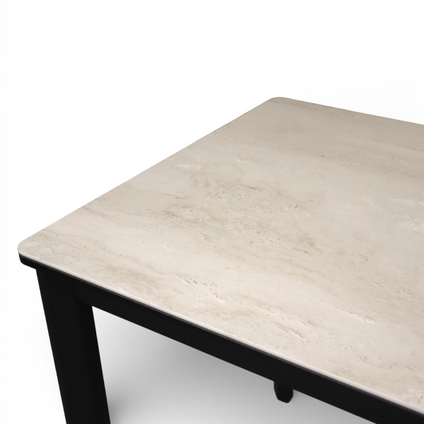 Стол обеденный Римини-1C  черный/Travertine Avorio