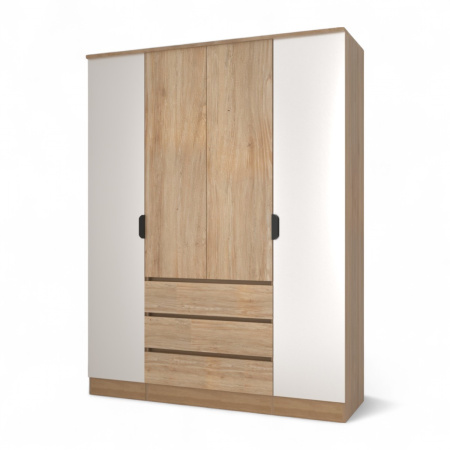 Шкаф ВЕНСЕН Дуб сонома 4-х дв., 3 ящ, Зеркало/ Дуб Сонома