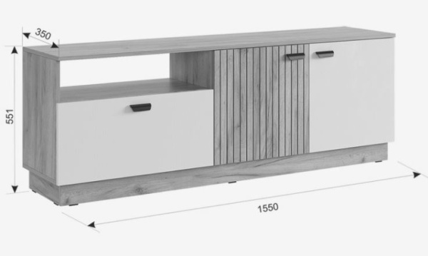 Стенка для гостиной Моди М2 Дуб крафт золотой /Белое дерево