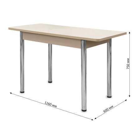 Стол Айсберг-мини PL 960(1260)*600, ЛДСП Дуб мол., пластик Бежевые цветы/нога ПРЯМ хром 4