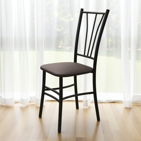 Стул Трилогия (черный, к/з Коричневый 130)