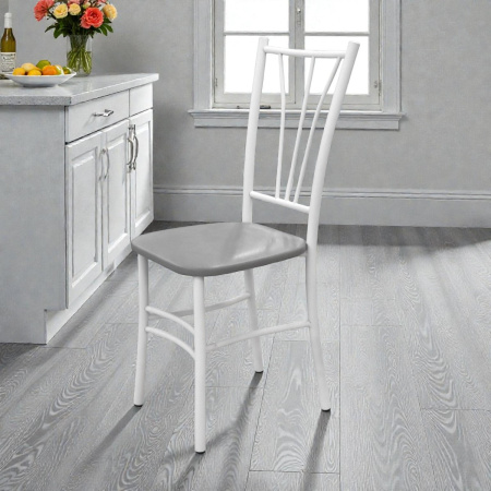 Стул кухонный Трилогия (белый, к/з Серый 700)