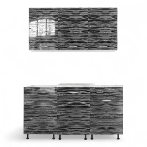 Кухонный гарнитур  №2/1 белый /ЧЕРН СТРАЙП 1,5 м