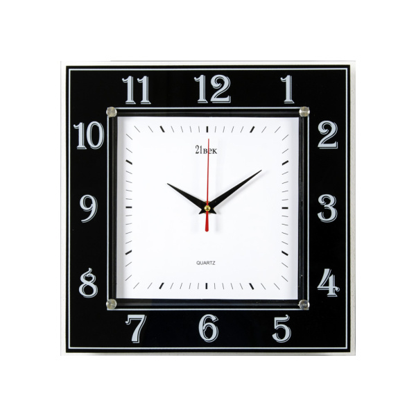Часы настенные квадрат 31х31см, корпус черный "Классика