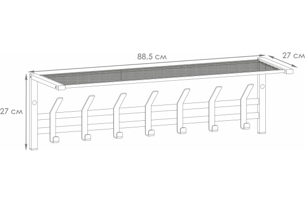 Вешалка Торонто 31 с полкой металл Белый*885