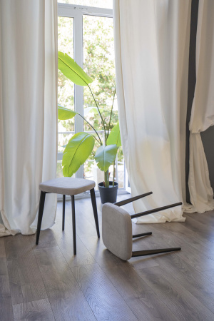 Табурет Ева Т170-бежевый+ножки 7F40(черный)