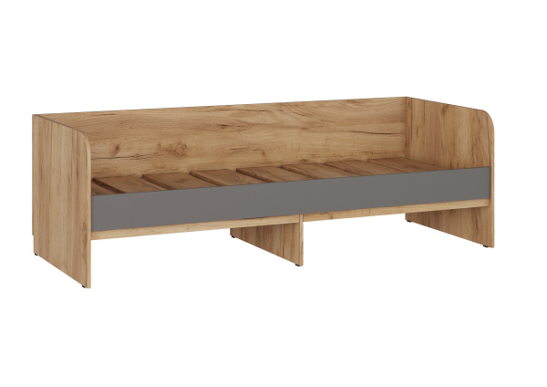 СИТИ Кровать КР-27 + 2 Ящика/ Серый графит/корпус Дуб крафт золотой 80*200